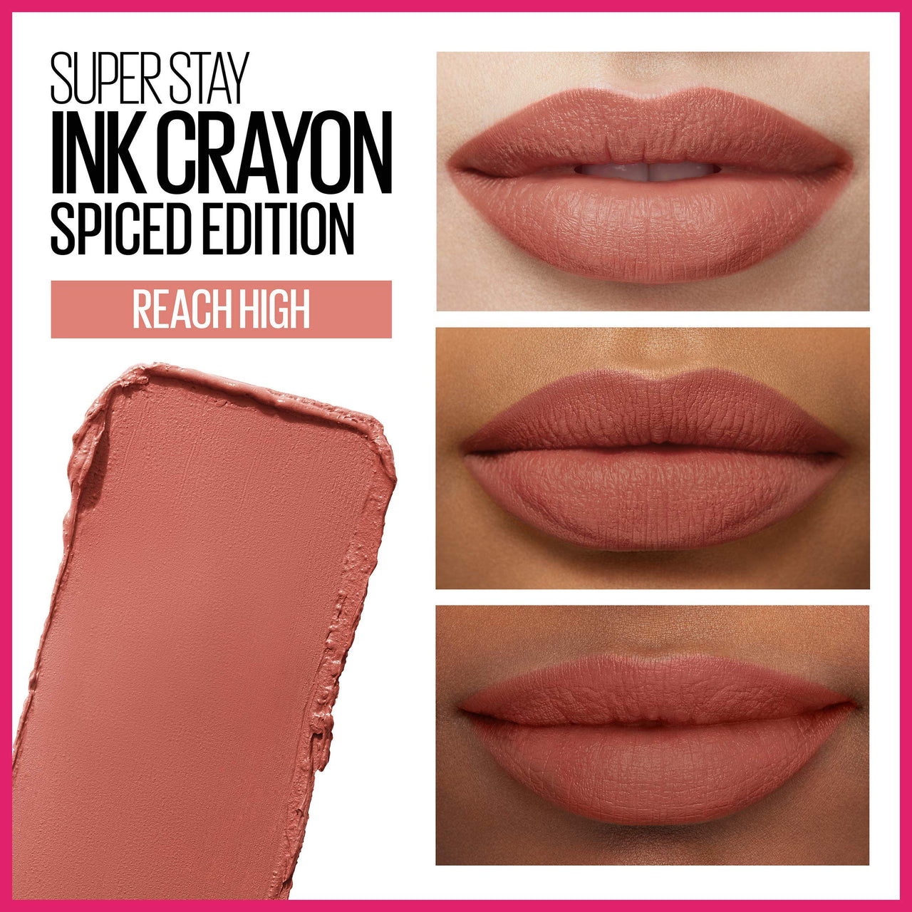 Maybelline Super Stay Ink Crayon Lipstick Makeup, Precision Tip Matte Lip Crayon with Built-in Sharpener, Longwear Up To 8Hrs, Reach High, Rosey Mauve, 1 Count
