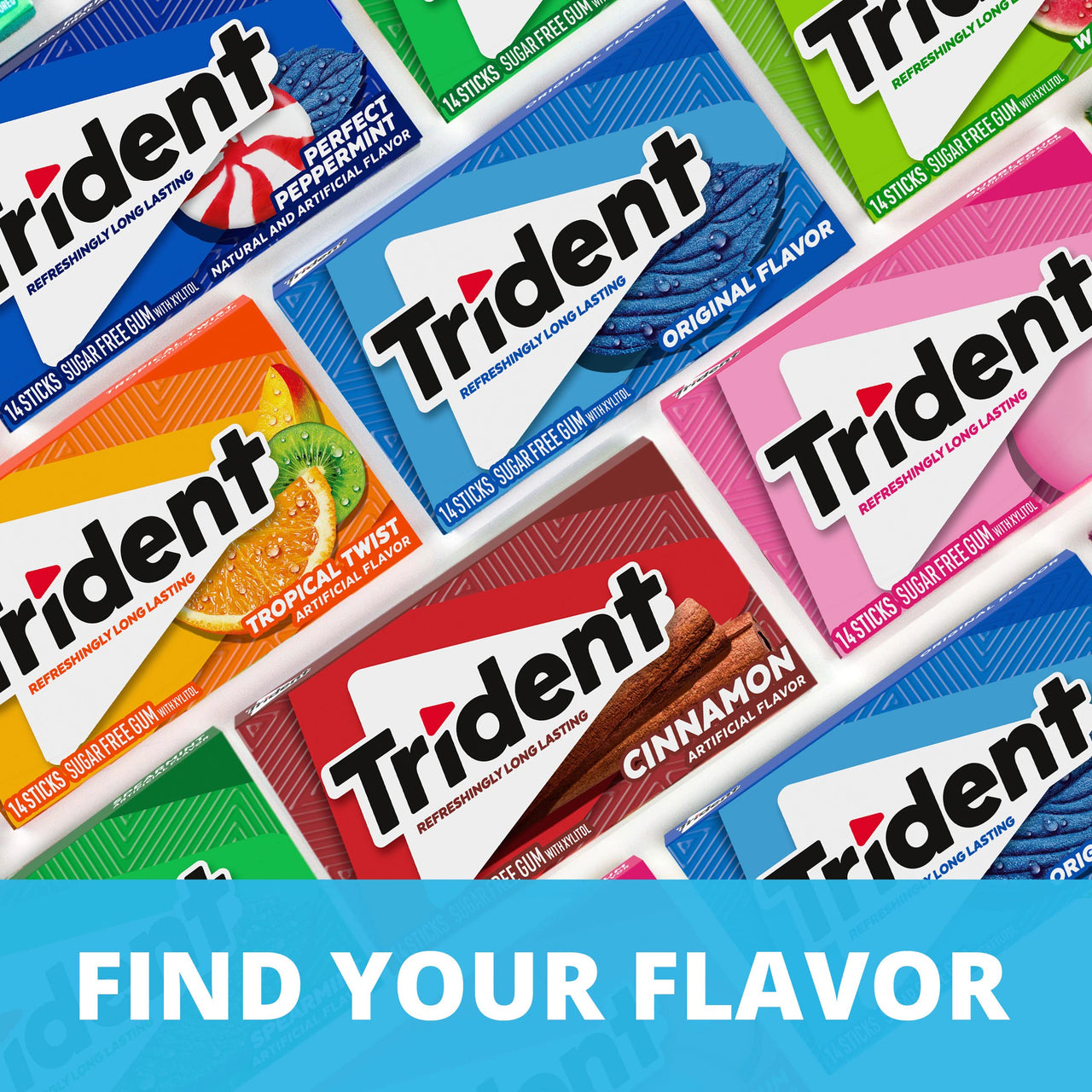 Trident Flavor Sugar Free Gum Packs of 14 Pieces Total Pieces, Original, 168 Count, (Pack of 12)