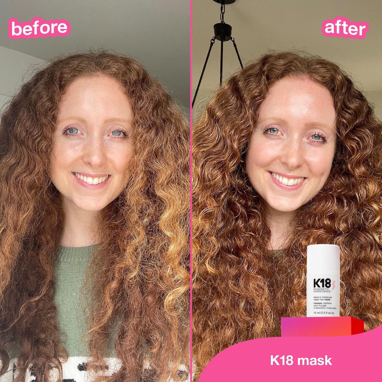 K18 Leave-In Molecular Repair Hair Mask, Patented, Lasting Repair For Dry, Frizzy, Damaged Hair, Reverse Damage In 4 Minutes From Bleach, Color, Chemical Services + Heat