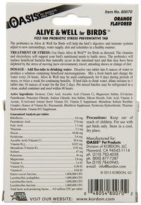Thumbnail for OASIS #80070 Alive and Well, Stress Preventative & Pro-Biotic Tablets for Birds, white, 1 Count (Pack of 1)