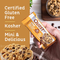 Thumbnail for Quest Nutrition Mini Chocolate Chip Cookie Dough Protein Bars, 8g Protein, 1g Sugar, 2g Net Carbs, Gluten Free, 14 Count