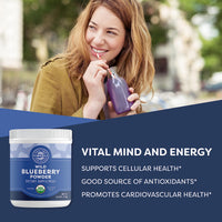 Thumbnail for Vimergy Wild Blueberry Powder –Protects Brain Health* - Supports Cardiovascular Function* – USDA Organic, Vegan & Gluten-Free – 250g