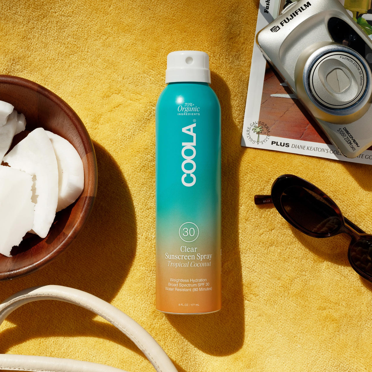 COOLA Organic Sunscreen SPF 30 Sunblock Spray, Dermatologist Tested Skin Care for Daily Protection, Vegan and Gluten Free, Tropical Coconut, 6 Fl Oz