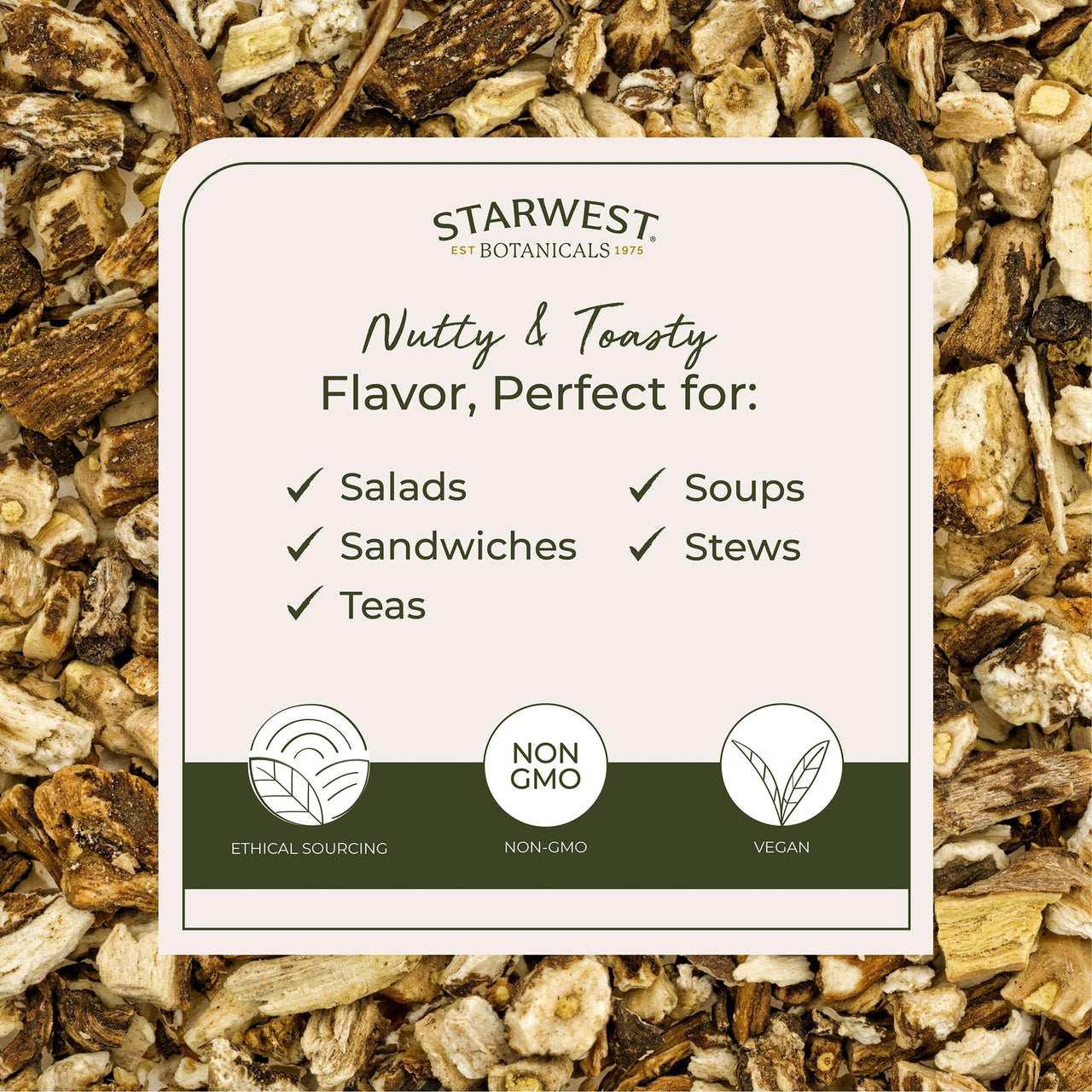 Starwest Botanicals Organic Raw Dandelion Root Tea [1 Pound] Bulk Cut & Sifted (C/S) Loose Tea