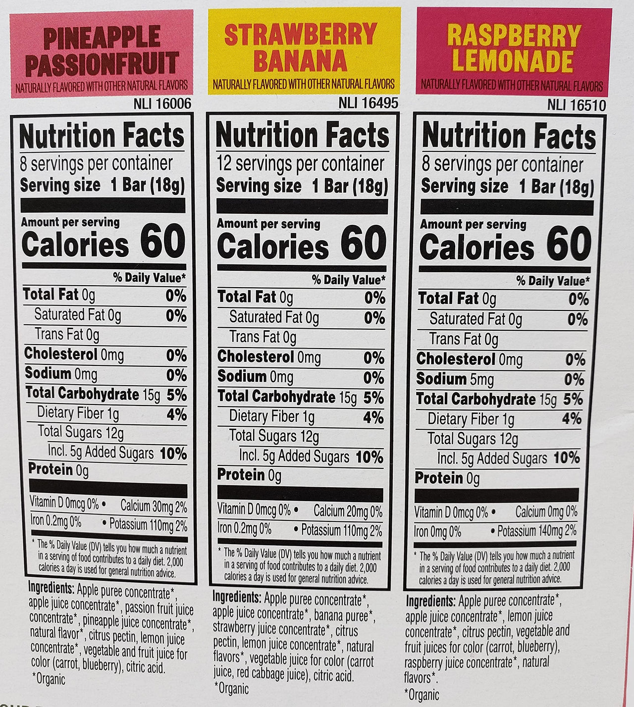 CC Goods Pure Organic Layered Fruit Bars - Pineapple Passion Fruit, Strawberry Banana, and Raspberry Lemonade - 28 Fruit Bars Per Box - Choose a 56 Pack or 84 Pack (56)