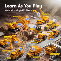 Thumbnail for JOYIN 25-in-1 Construction Truck Toy Set with 12 Vehicles & 12 Worker Figures, Push and Go Toy Trucks with Sound and Light, Construction Toys Birthday Gifts for Kids 3 4 5 6 7 Years Old