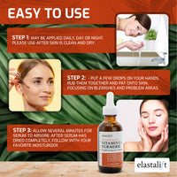 Thumbnail for Elastalift Concentrated Vitamin C + Turmeric Oil Anti Aging Facial Serum Skin Care Booster - Promote Clear & Brighten Skin Tone - Hydrate Dry Skin, Fight Redness, Restore Skin Strength - 1.75 Fl Oz