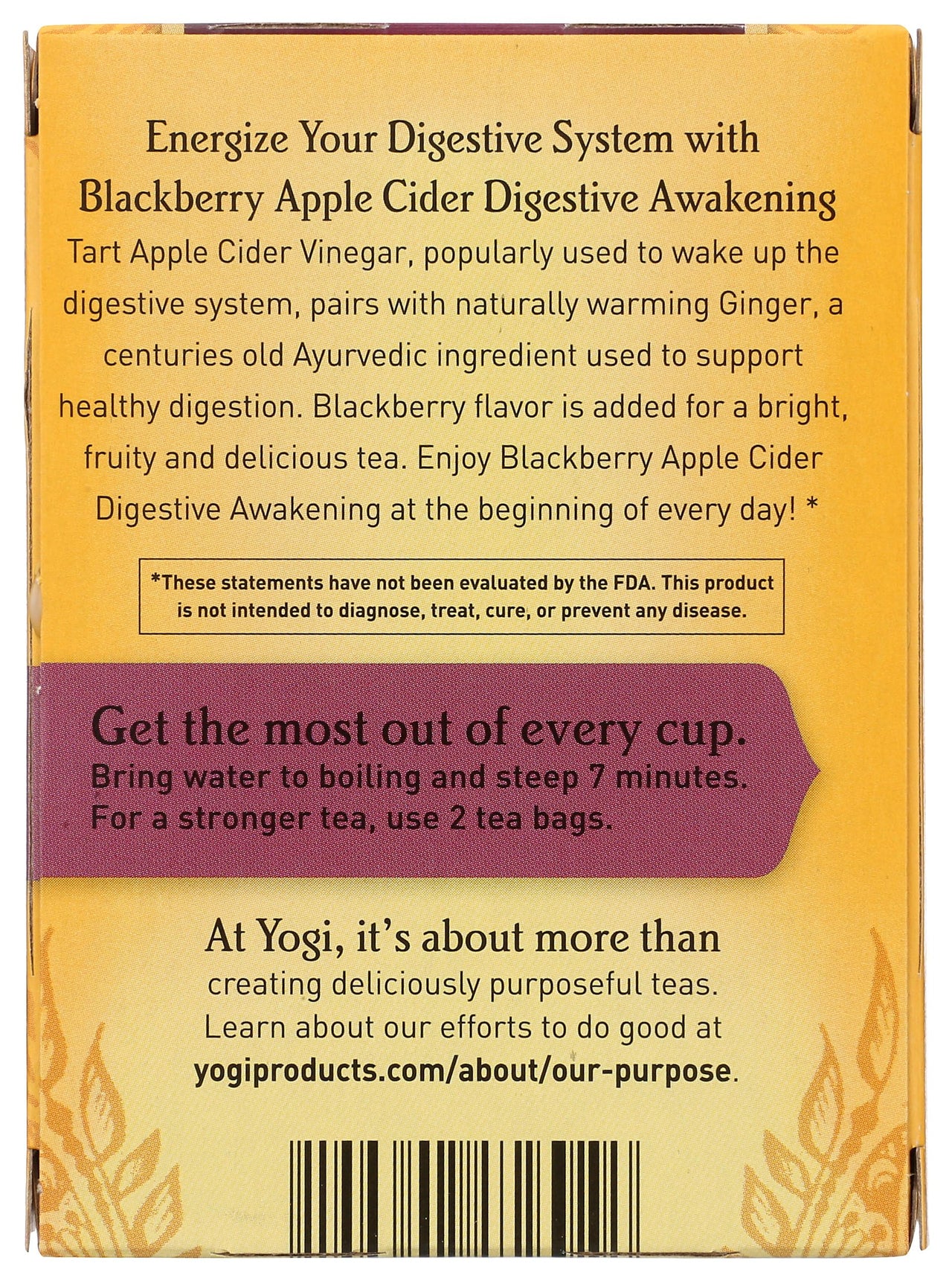 Yogi Tea Organic Blackberry Apple Awakening Digestive Cider, 16 CT