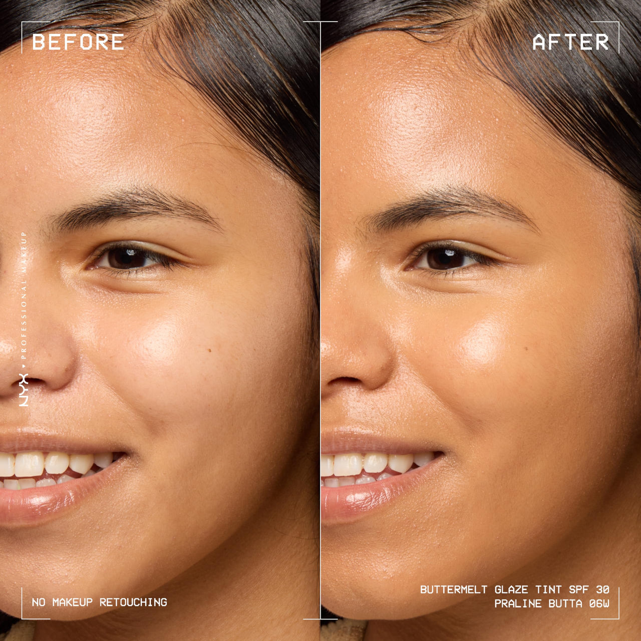 NYX PROFESSIONAL MAKEUP Buttermelt Glaze Soft Glow Skin Tint + SPF 30, Up To 12HR Wear, 06 Praline Butta