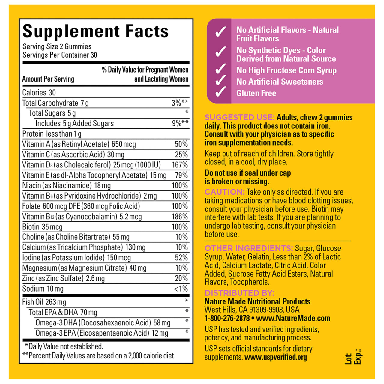 Nature Made Prenatal Gummies with DHA and Folic Acid, Prenatal Vitamins for Women for Daily Nutritional Support, 60 Gummies, 30 Day Supply
