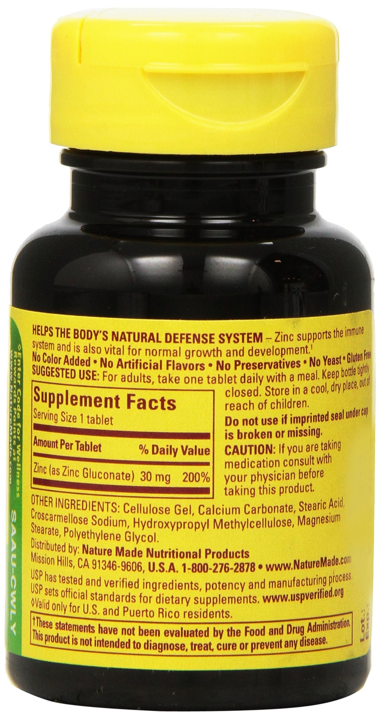 Nature Made Zinc 30mg, 100 Tablets (Pack of 6)