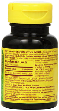 Thumbnail for Nature Made Zinc 30mg, 100 Tablets (Pack of 6)