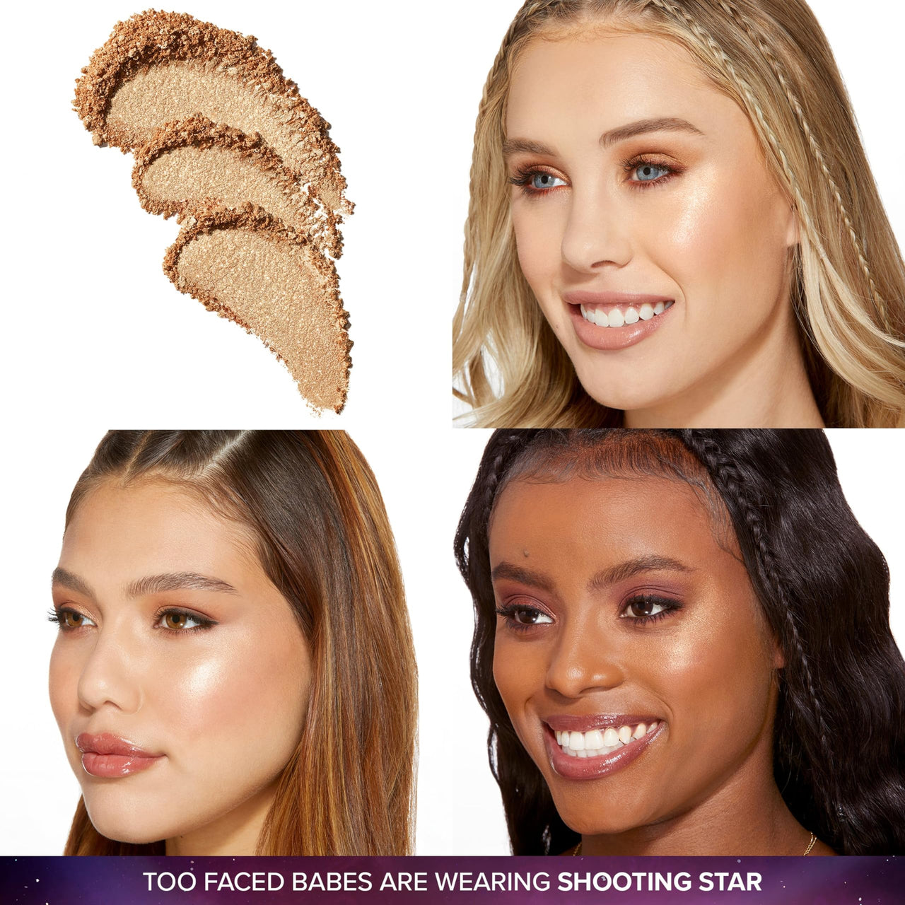 Too Faced Moon Crush Highlighter | Sheer, Powder, Glossy Glow, Highlighter Makeup 0.24 Ounce, Shooting Star