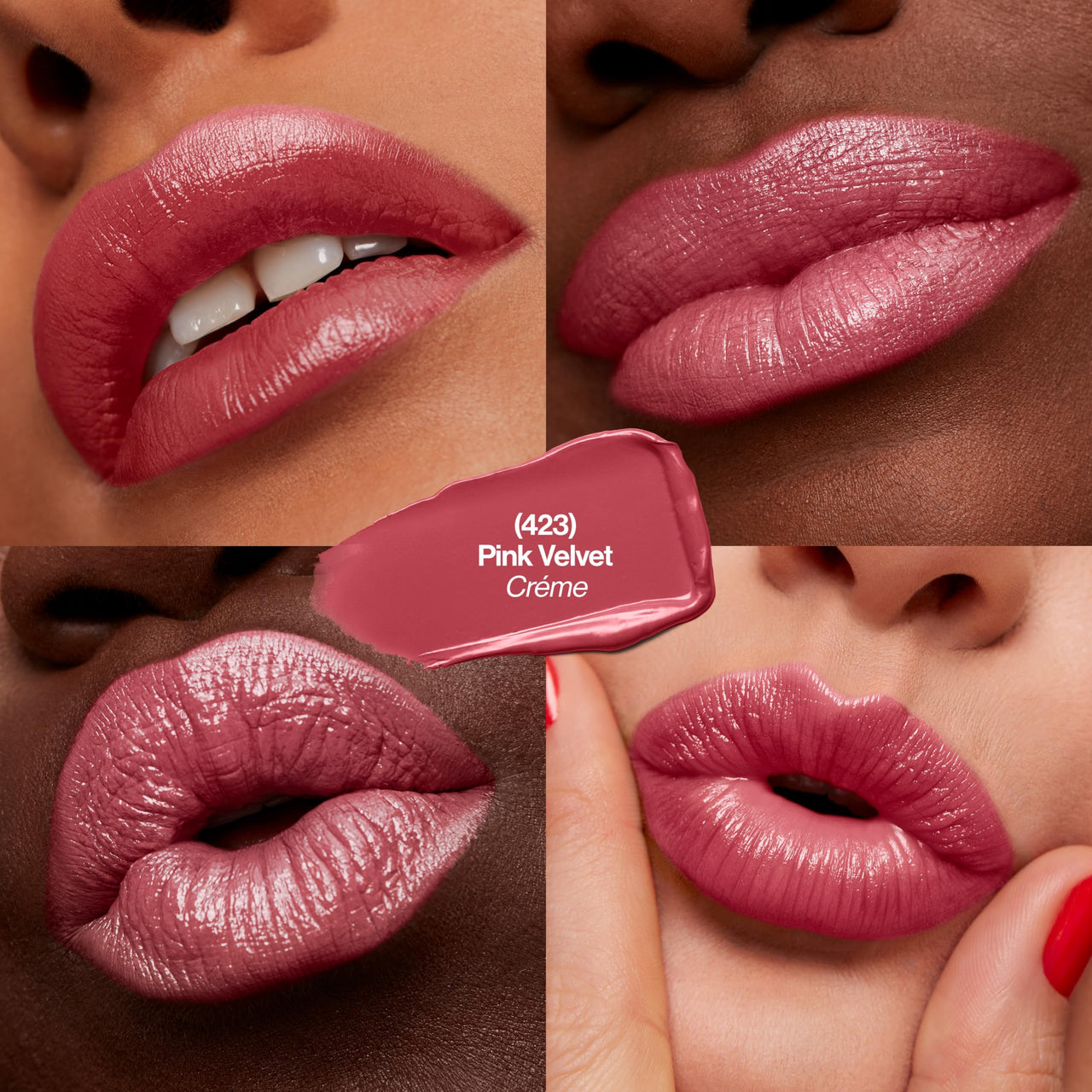 Revlon Super Lustrous Lipstick, Creamy Formula For Soft, Fuller-Looking Lips, Moisturized Feel, 423 Pink Velvet, 0.15 oz