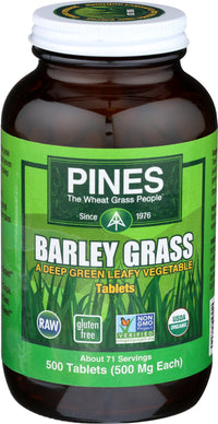 Thumbnail for Pines Organic Barley Grass,500 mg,500 Count Tablets
