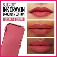 Thumbnail for Maybelline Super Stay Ink Crayon Matte Longwear Lipstick Makeup, 145 Break The Ceiling, 0.04 oz