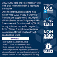 Thumbnail for Life Extension Vitamin D3 175 mcg (7000 IU), Immune System Support, Bone Health, Brain Performance, Gluten-Free, Non-GMO, Once Daily, Two-Month Supply, 60 softgels
