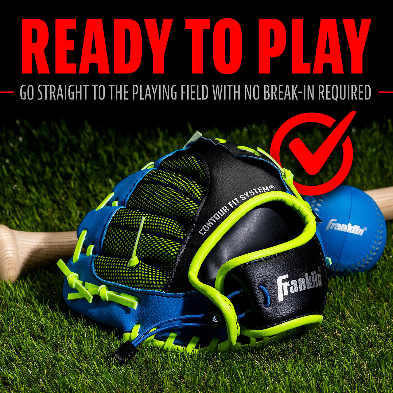 Franklin Sports Neo-Grip Teeball Gloves, Blue, Right Hand Throw