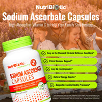 Thumbnail for NutriBiotic - Sodium Ascorbate Buffered Vitamin C Capsules, 100 Ct | Vegan, Non-Acidic & Easier on Digestion Than Ascorbic Acid | Essential Immune Support & Antioxidant Supplement | Gluten & GMO Free