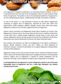 Thumbnail for Magnesium Lactate 500 mg per Serving, 120 Easy to Swallow Small Vegetarian Capsules. Gluten Free. Doctor formulated. Highly bioavailable Formulation. High Absorption. Made in USA.