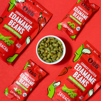 Thumbnail for The Only Bean Crunchy Roasted Edamame Snacks Pack (Sriracha), Protein Keto Food, Gluten Free, Asian Japanese Snacks, Hot Spicy Snack, 0.9oz 10 Pack