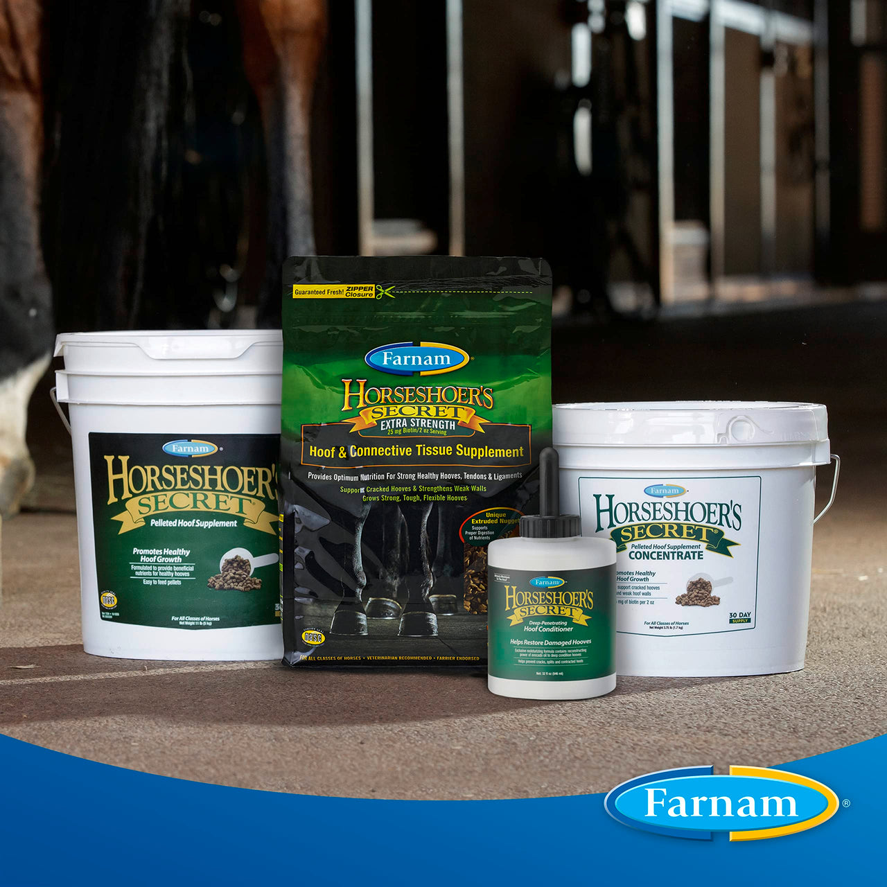 Farnam Horseshoer's Secret Extra Strength Hoof & Connective Tissue Biotin Supplement with Aminos for Strong, Healthy Hooves, Tendons & Ligaments, 7.5 lbs, 60-Day Supply