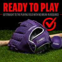 Thumbnail for Franklin Sports unisex teen and Franklin Sports Kids Baseball Gloves Meshtek Child s Tball Glove Ball Set Boys Girls Teeball, Purple/Chrome, 9.5 US