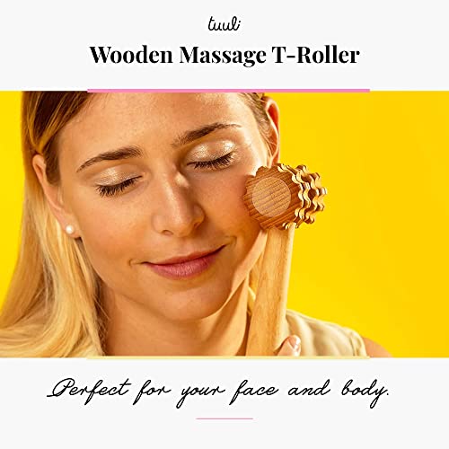 Image 3 of tuuli T-Shape Massage Roller Wooden Facial Massager