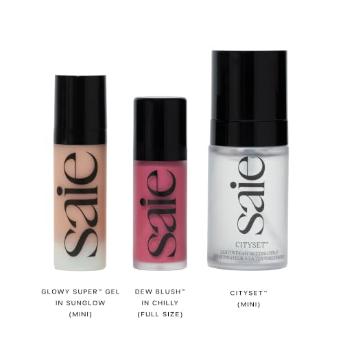 Image 6 of Saie Saieglow Bestsellers Kit - Full-Size Dew Blush, Mini Glowy Super Gel & City Set Setting Spray (3 Ct)