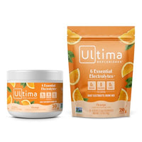 Thumbnail for Image 1 of Default Title for the product Ultima Replenisher Electrolyte Powder Drink Mix Bundle ? Sugar Free ? Orange, 30 Serving Canister and 20 Stickpacks ? 6 Electrolytes and Minerals ? Keto Friendly, Vegan, Non-GMO