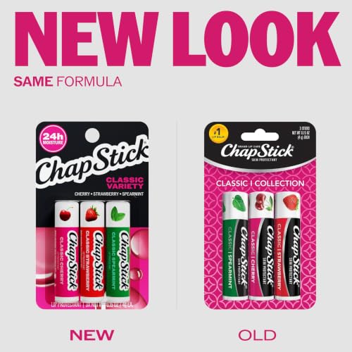 Image 4 of ChapStick Classic Variety Flavored Lip Balm Sticks with 24 Moisture, 3-Pack