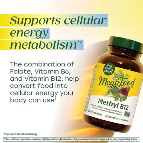 Image 4 of MegaFood Methyl B12, Cellular Energy Metabolism Support, 90 Mini Tablets