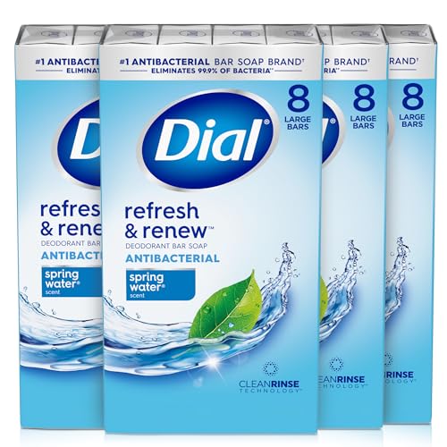 Image 1 of Default Title for the product Dial Antibacterial Bar Soap, Spring Water, 32 Bars, 8 Count (Pack of 4)
