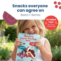 Thumbnail for Image 3 of Amara Smoothie Melts - Beets n' Berries- Organic Baby Snacks w/ Fruits & Veggies - Plant Based Yogurt Melts - Healthy Toddler Snack - Activity Book Included - Enjoy From 10+ Mos - 6 Resealable Bags