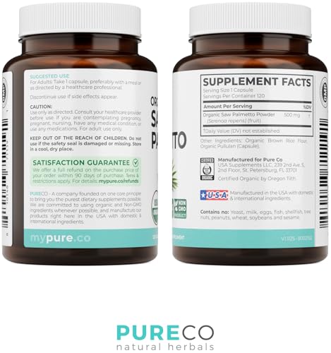 Image 8 of PURE CO USDA Organic Saw Palmetto Supplement - 4 Month Supply