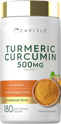Thumbnail for Image 1 of 180 Count (Pack of 1) for the product Carlyle Turmeric Curcumin Supplement | 180 Capsules