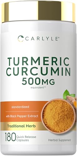 Image 1 of 180 Count (Pack of 1) for the product Carlyle Turmeric Curcumin Supplement | 180 Capsules