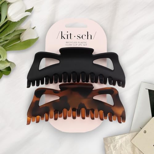 Image 6 of Kitsch 5 Inch Large Claw Clips for Thick and Long Hair - Black & Tort, 2pcs