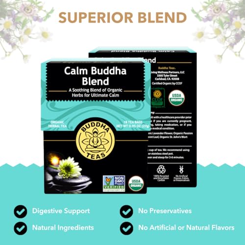 Image 3 of Buddha Teas Organic Calm Buddha Blend Herbal Tea, Caffeine Free