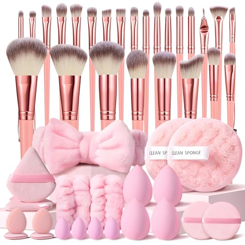 Image 5 of Pink 46pcs for the product HGHDBT Makeup Brushes Set Professional Makeup Kit Multi-functional Makeup Tool Set