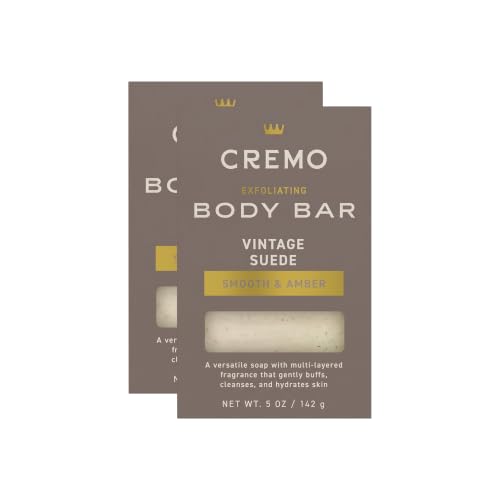 Image 1 of Default Title for the product Cremo Exfoliating Body Bar for Men, Vintage Suede Scent, 5oz Pack of 2