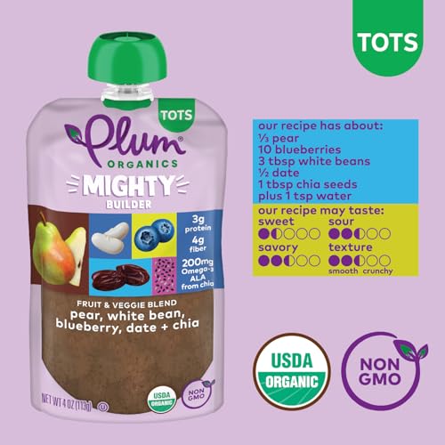 Image 3 of Plum Organics Mighty Builder Organic Toddler Food, 4 oz Pouch, 12 Pack