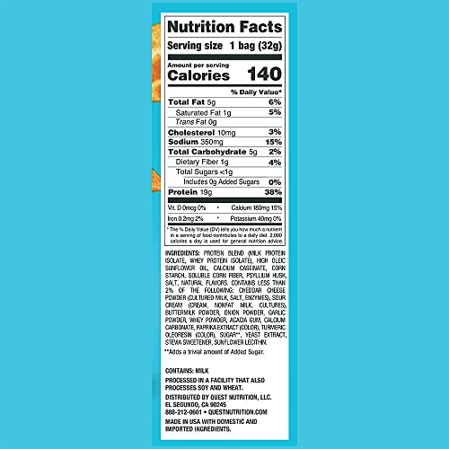 Image 2 of Quest Protein Chips - Cheddar & Sour Cream (8 Bags)