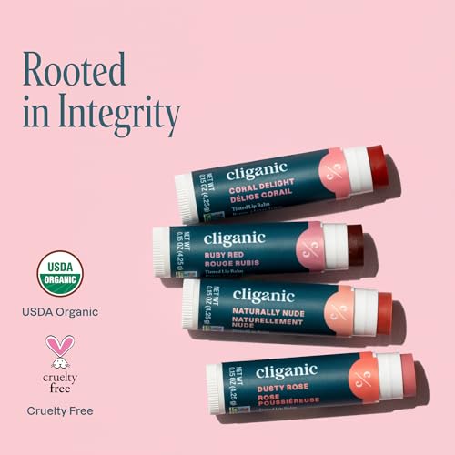 Image 7 of Cliganic Organic Lip Balm Set, 4 Flavors, 100% Natural for Dry Cracked Lips