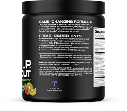 Image 5 of Bucked Up Pre Workout Powder (Strawberry Kiwi)