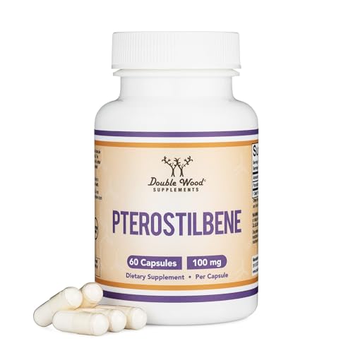 Image 1 of 60 Count (Pack of 1) for the product Double Wood Supplements Pterostilbene 100mg, Potent Antioxidant, Superior to Resveratrol, 60 Caps