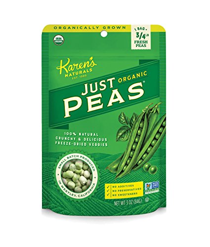 Image 1 of Default Title for the product Karen's Naturals Organic Freeze Dried Peas, 3 oz Bags, Pack of 6