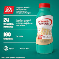 Thumbnail for Image 2 of Premier Protein 30g High Protein Shake, Cake Batter, 12 Pack
