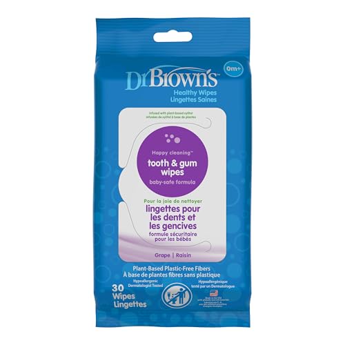 Image 1 of Default Title for the product Dr. Brown's Tooth and Gum Healthy Wipes, Fluoride-Free Oral Care for Babies, Grape Flavor, 30 count, 1-Pack