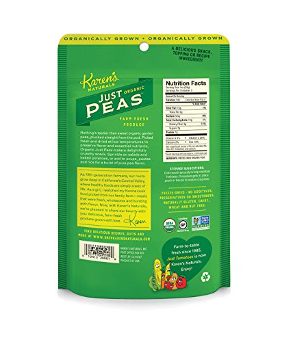 Image 2 of Karen's Naturals Organic Freeze Dried Peas, 3 oz Bags, Pack of 6